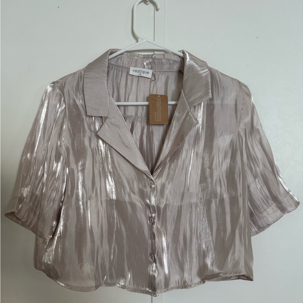 Cropped sheer button up